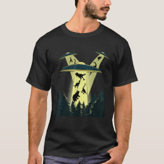 エイリアン エイリアンにさらわれた 宇宙船 恐竜 面白い ビンテージ Tシャツ