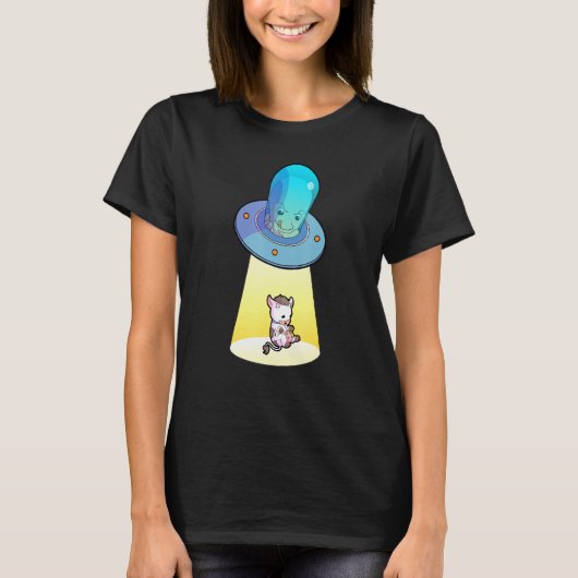 エイリアン+カウ+誘拐+宇宙人+UFO+陰謀 Tシャツ (正面)