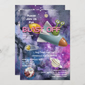 エイリアン カートゥーン かわいい UFO ガールズ 宇宙 テーマ パーティー 招待状 (正面/裏面)