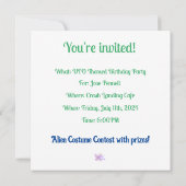 エイリアン クラッシュ 宇宙船 ロズウェル ニューメキシコ州 招待状 (裏面)