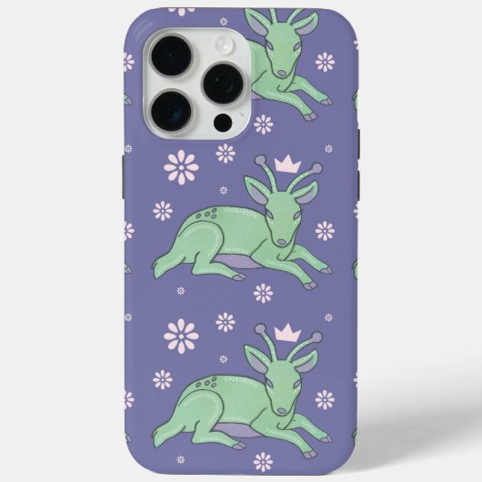 エイリアン+シカ+フォークアート | 空想的なグリーンの子鹿 Case-Mate iPhoneケース (裏面)