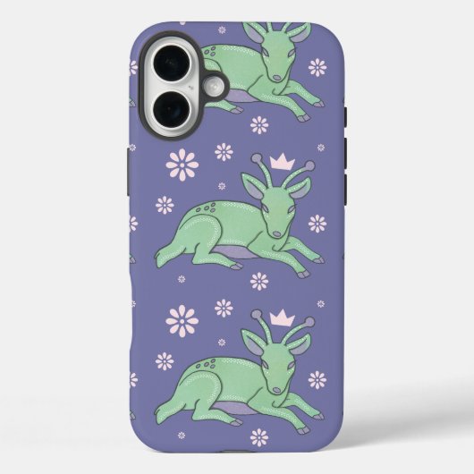エイリアン+ジカ+フォークアート | 幻想的な緑の子ジカ Case-Mate iPhoneケース (裏面)