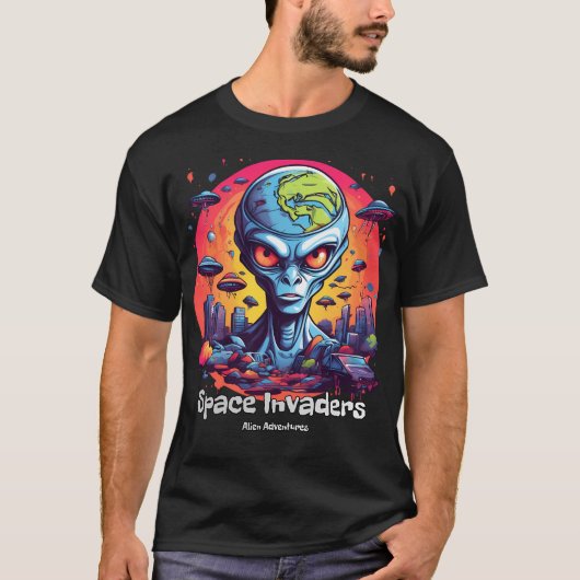 エイリアン・スペースインベーダーの謎を解き明かす Tシャツ (正面)