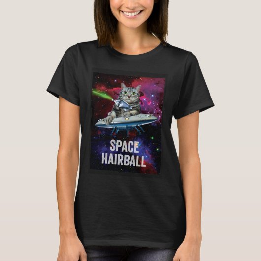 エイリアン スペース キャット UFO スペース ヘアボール Tシャツ (正面)