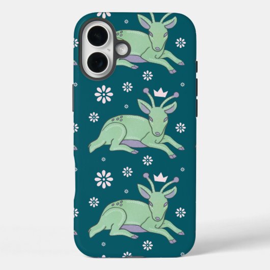 エイリアン+ディア+フォークアート | 幻想的な緑の子鹿 Case-Mate iPhoneケース (裏面)