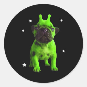 エイリアン・ドッグ・ミーム レトロ かわいい犬 ビンテージ 宇宙 パイブル ラウンドシール