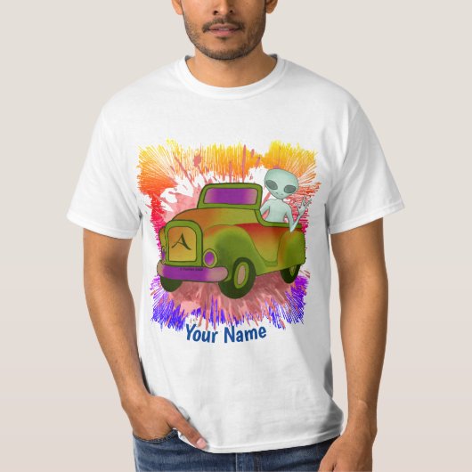 エイリアン ドライビング カー Tシャツ (正面)