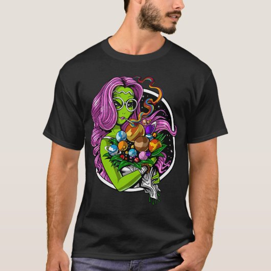 エイリアン ヒッピー ストーナー Tシャツ (正面)