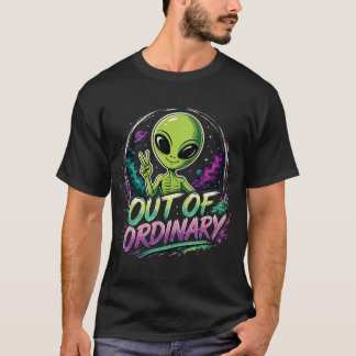 エイリアン ピースサイン 普通じゃない レトロ宇宙Tシャツ Tシャツ
