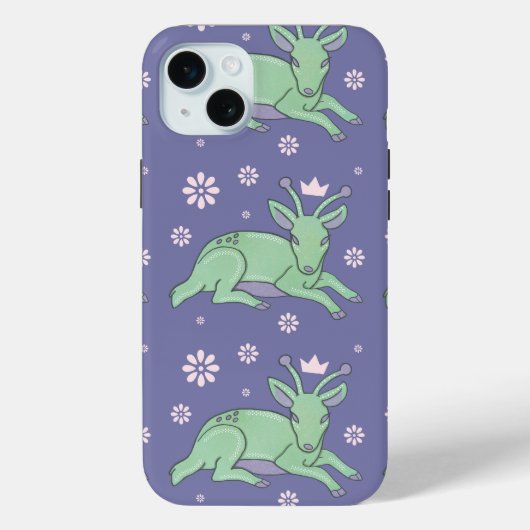 エイリアン・フォークアート・シカ | 幻想的な緑の子鹿 Case-Mate iPhoneケース (裏面)