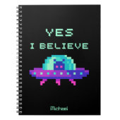 エイリアン+フライング+UFO+宇宙船+ピクセルアート ノートブック (正面)