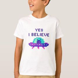 エイリアン+フライング+UFO+宇宙船+ピクセルアート Tシャツ