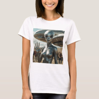 エイリアン 女性 こんにちは Tシャツ