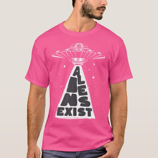 エイリアン+存在+面白いUFO Tシャツ (正面)
