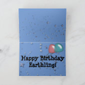 エイリアン、宇宙船および気球が付いているバースデー・カード カード (内部)