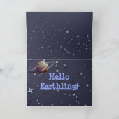 エイリアン、宇宙船、土星のグリーティングカード カード (内部)