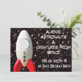 エイリアン&宇宙飛行士宇宙誕生日招待状 招待状 (スタンド正面)