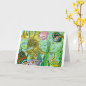 エイリアン，水泳からチュルフストップを迎えようとしてい離れる カード (黄色い花)