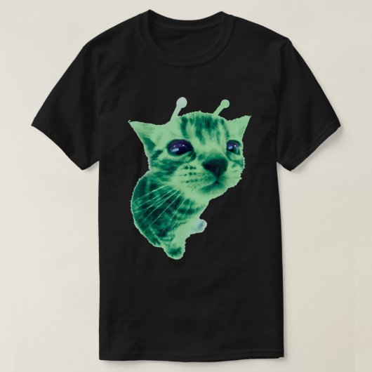 エイリアン 猫 ミーム おもしろい シンプル スペース 猫 シャツ (デザイン正面)