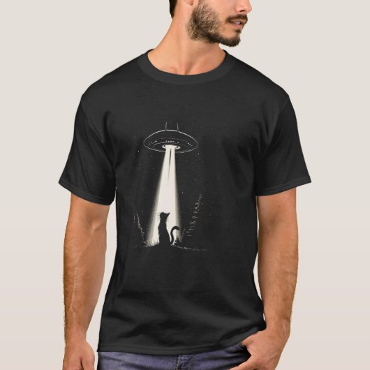 エイリアン+猫+UFO+宇宙船+キティ+SF+銀河+エクストラ Tシャツ (正面)