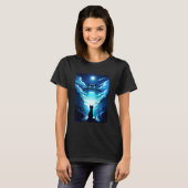 エイリアン+猫+UFO+宇宙船+夜空+ファンタジー+面白い+サイエンスフィクション Tシャツ (正面フル)