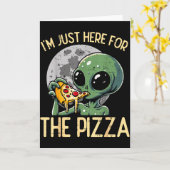 エイリアン 私はここにピザを食べに来たの ユーモア食品スナック 女性 カード (黄色い花)
