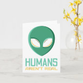 エイリアン 面白い 人間なんて本当はいない かわいいUFO エイリアンの頭 カード (黄色い花)