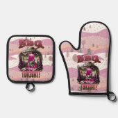 エイリアンBBQ牛の誘拐ジョーク 鍋つかみ&鍋敷きセット (正面)