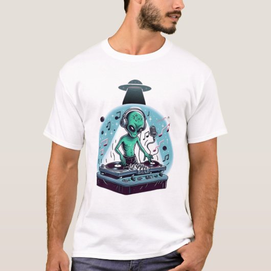 「エイリアンDJ地球外音楽ミキサー」 Tシャツ (正面)