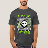 エイリアンTV「アテンション・アースリング!」メンズベーシック・グレー Tシャツ (正面)