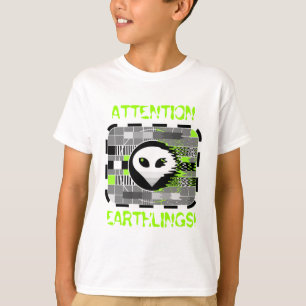 エイリアンTV「アテンション・アースリング!」子供の基本白 Tシャツ