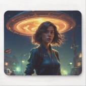 エイリアンUFOが街で少女に出会う マウスパッド (正面)