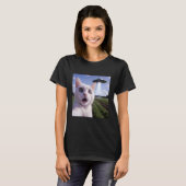 エイリアンUFOと写る猫の自撮り Tシャツ (正面フル)