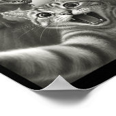 エイリアンUFOとT-レックス恐竜がいる猫の自撮り 楽しい ポスター (角)