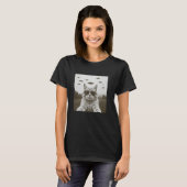 エイリアンUFOキャット付き猫おもしろい自撮 Tシャツ (正面フル)