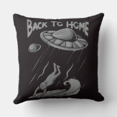 エイリアンufoサーフィンイラストレーション(ホームに戻る) クッション (裏面)
