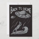 エイリアンufoサーフィンイラストレーション(ホームに戻る) サンキューカード (正面)
