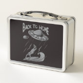 エイリアンufoサーフィンイラストレーション（ホームに戻る） メタルランチボックス (裏面)