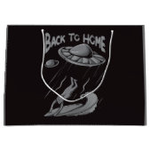 エイリアンufoサーフィンイラストレーション（ホームに戻る） ラージペーパーバッグ (正面)