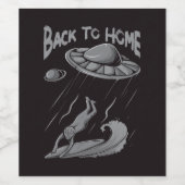 エイリアンufoサーフィンイラストレーション（ホームに戻る） ワインラベル (シングルラベル)