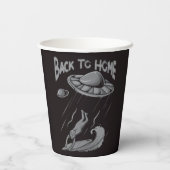 エイリアンufoサーフィンイラストレーション（ホームに戻る） 紙コップ (裏面)