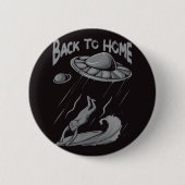 エイリアンufoサーフィンイラストレーション（ホームに戻る） 缶バッジ (正面)