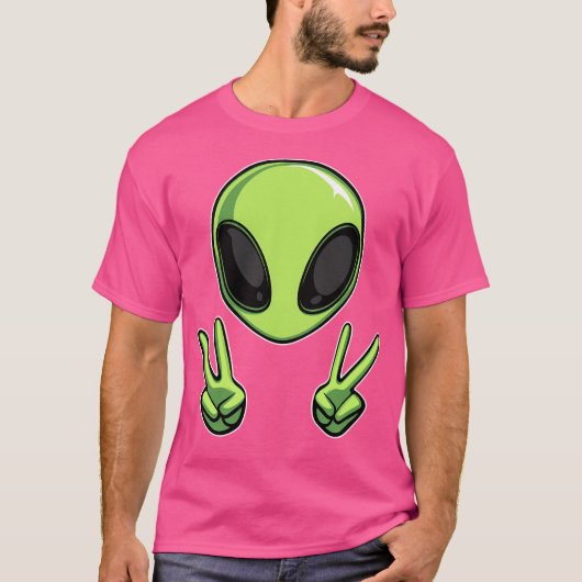 エイリアンUFO平和標識 Tシャツ (正面)