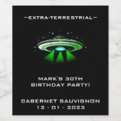 エイリアンUFO拉致宇宙船バースデーパーティー ワインラベル (シングルラベル)