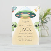 エイリアンUFO水彩誕生日招待状 子供へ 招待状 (スタンド正面)