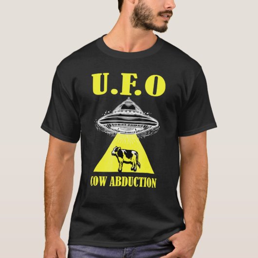 エイリアンUFO牛誘拐宇宙人スペース Tシャツ (正面)