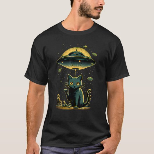 エイリアンUFO猫 Tシャツ (正面)