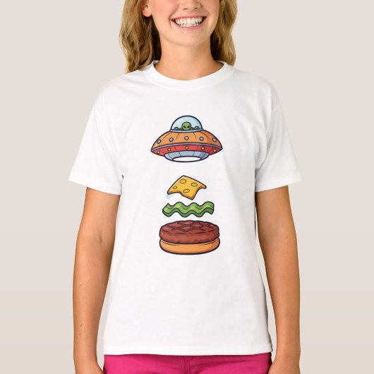 エイリアンUFO解体チーズバーガー子供用 Tシャツ (正面)