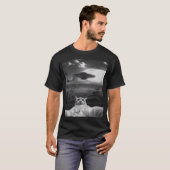 エイリアンUFO面白い猫 Tシャツ (正面フル)