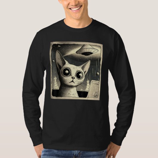 エイリアンUFO 猫の自撮り Tシャツ (正面)